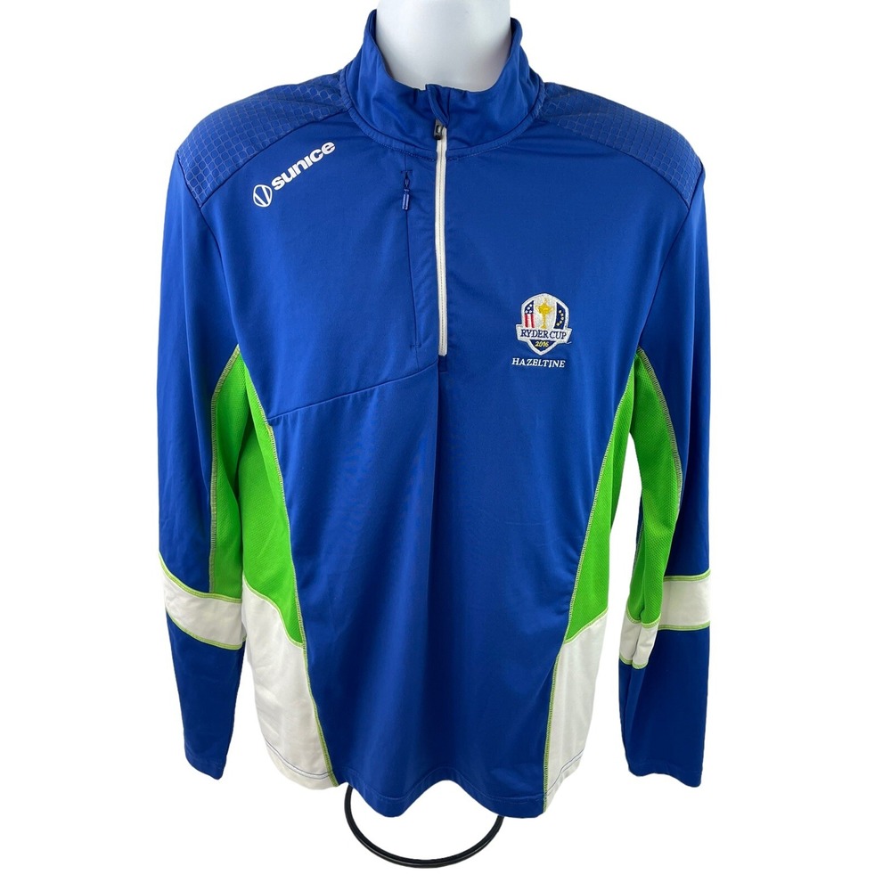 Sunice Sport Sweater 2016 Ryder Cup Mens Medium Blue Super Lite FX 1/4 Zip Golf